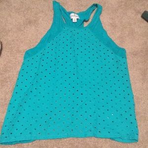 Teal open back tank top NEVER WORN